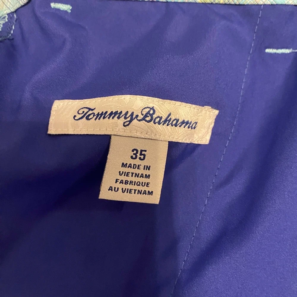Tommy Bahama Mens Size 35 Plaid Performance Shorts Blue Green Stretch‎